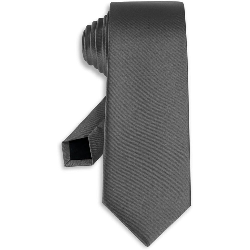 Men's Charcoal Gray Solid Pure Color Formal 3.15" (8cm) Neck Ties